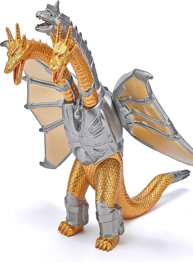De-Lite™ Action Figures Soft Touch Vinyl Plastic Collectible Model Toys… (Mechanical Ghidorah 3-Headed - Gold/Silver, 15cm) - Image 1
